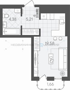 Студия, 30.83м2, 10/24, Скандиа. Квартал в Слободе, Тюмень