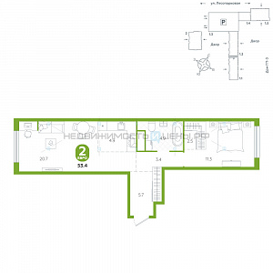 1 комн., 53.4м2, 4/24, Чистые пруды, Тюмень