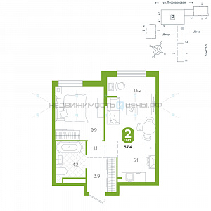 1 комн., 37.4м2, 9/24, Чистые пруды, Тюмень