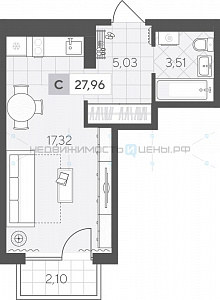 Студия, 27.96м2, 4/4, Скандиа. Квартал у озера, Тюмень