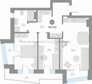 2 комн., 64м2, 2/4, Кипрея. Квартиры, Тюмень