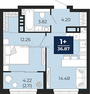 1 комн., 38.98м2, 11/14, Тюмень