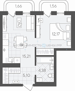 1 комн., 40.08м2, 7/24, Скандиа. Квартал в Слободе, Тюмень