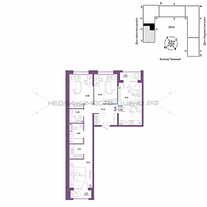 3 комн., 79.98м2, 12/15, Домашний, Тюмень