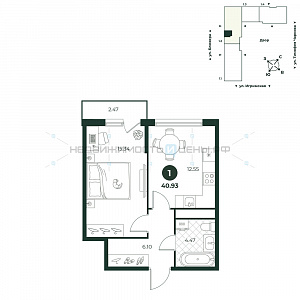 1 комн., 40.93м2, 8/18, Игрим, Тюмень