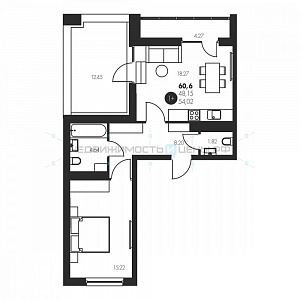 1 комн., 60.6м2, 17/17, Новый, Тюмень