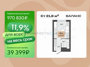 Студия, 21.8м2, 16/23, Баланс, Тюмень