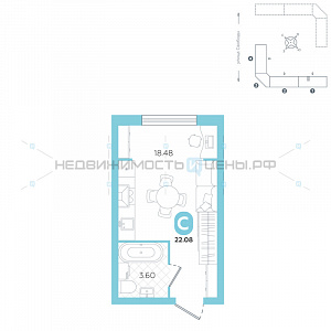 Студия, 22.08м2, 1/5, Счастье, Тюмень
