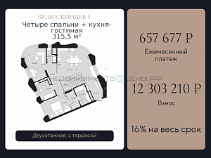 4 комн., 315.5м2, 8/9, Челюскинцев 5, Тюмень