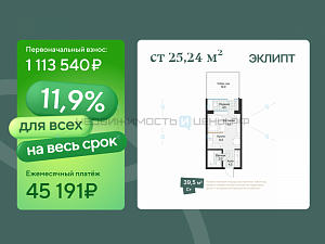 Студия, 25.24м2, 1/4, Эклипт, Тюмень
