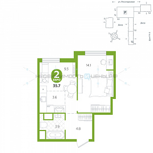1 комн., 35.7м2, 10/24, Чистые пруды, Тюмень