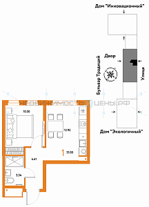 1 комн., 31м2, 13/15, Домашний, Тюмень