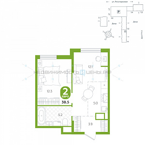 1 комн., 38.5м2, 11/24, Чистые пруды, Тюмень