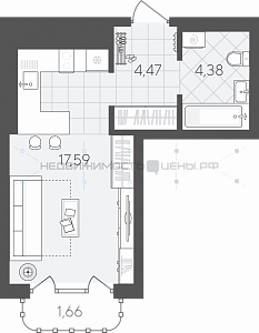 Студия, 28.1м2, 17/24, Скандиа. Квартал в Слободе, Тюмень