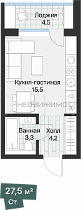 Студия, 25.24м2, 3/4, Эклипт, Тюмень
