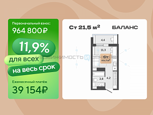 Студия, 21.5м2, 16/17, Баланс, Тюмень
