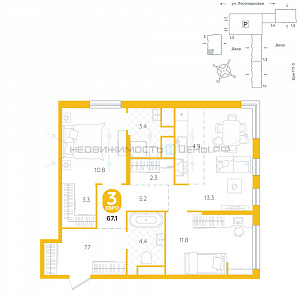 2 комн., 67.1м2, 21/24, Чистые пруды, Тюмень