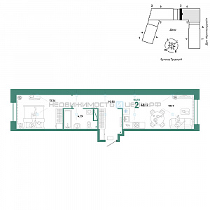 2 комн., 48.12м2, 11/15, Домашний, Тюмень