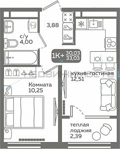 1 комн., 33.03м2, 10/21, Меридиан Слобода, Тюмень