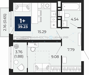 1 комн., 42.62м2, 7/17, Тюмень
