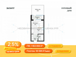 Студия, 25.2м2, 1/4, Эклипт, Тюмень