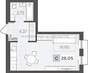 Студия, 28.05м2, 9/17, Скандиа. Квартал в Комарово Парк, Тюмень