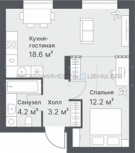 1 комн., 38.2м2, 11/14, Дружеский, Тюмень
