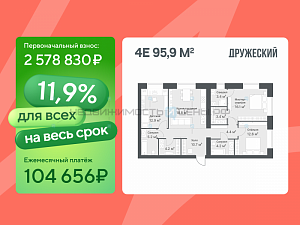 3 комн., 95.9м2, 8/14, Дружеский, Тюмень