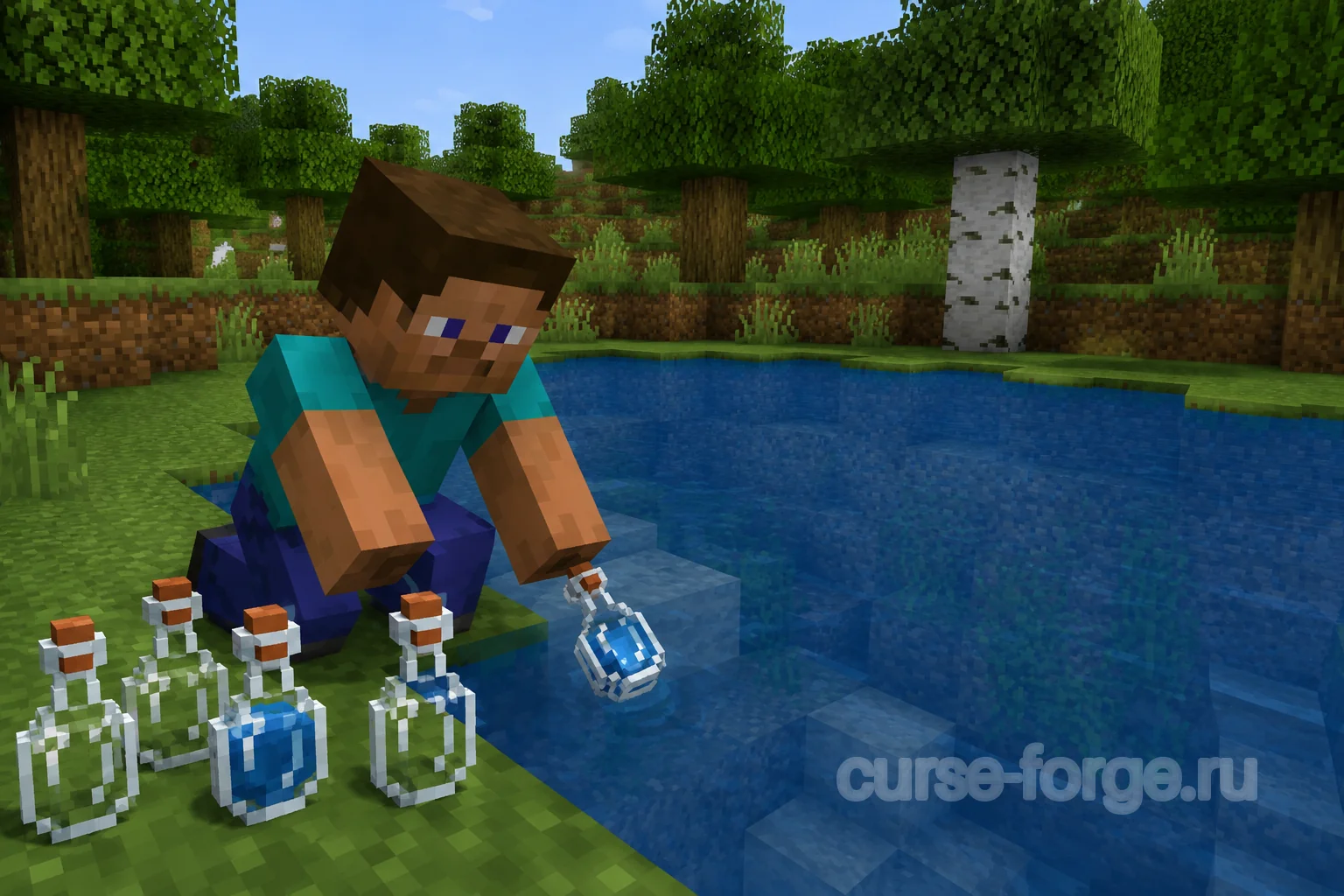 Создание бутылочек воды Minecraft