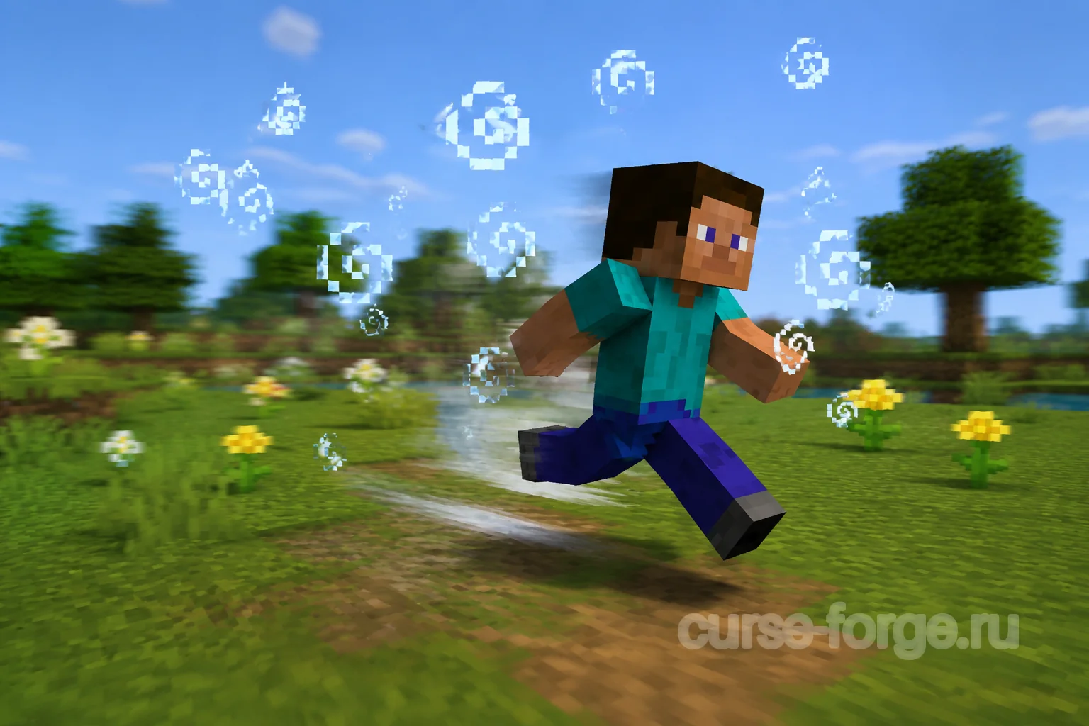 Игрок Minecraft использует зелье скорости