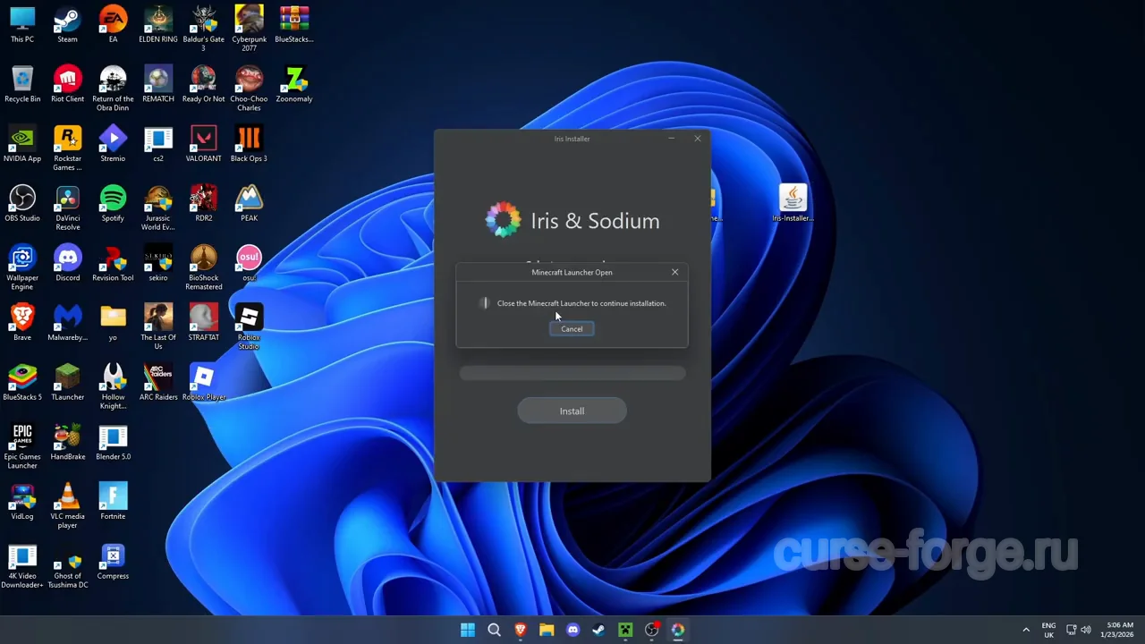 Сообщение Minecraft Launcher Open