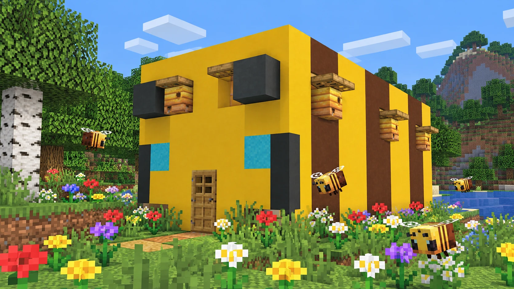 Как построить пасеку и собирать мёд и соты в Minecraft