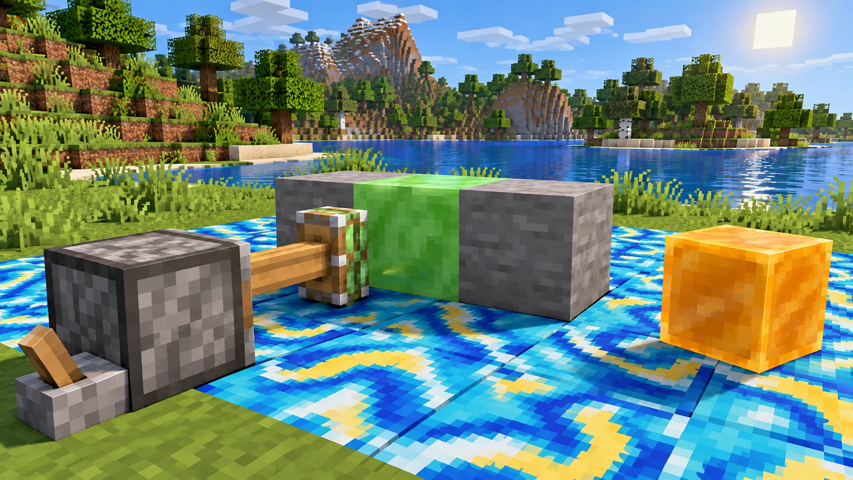 Блоки слизи и мёда в Minecraft: как соединять части механизма