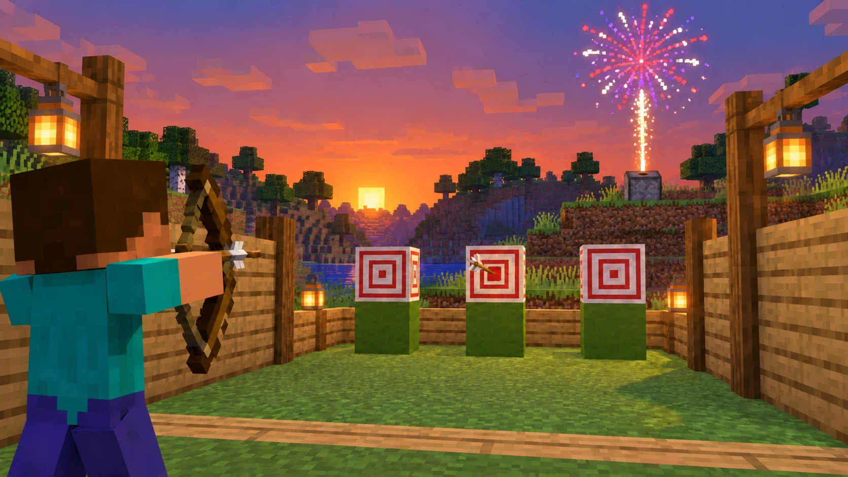 Тир с наградой в Minecraft: три точных попадания и сброс