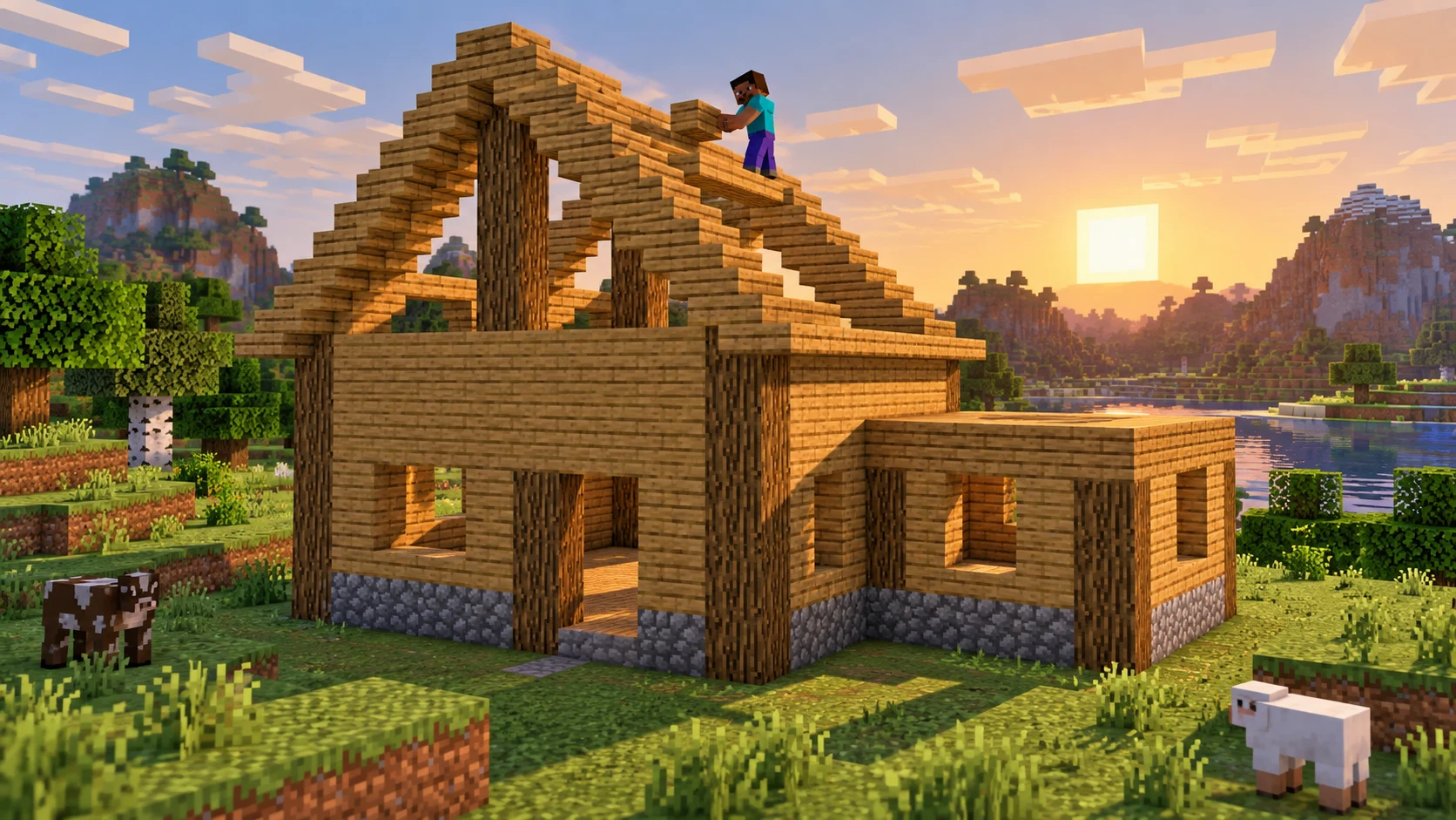 Как строить сложные здания из простых форм в Minecraft