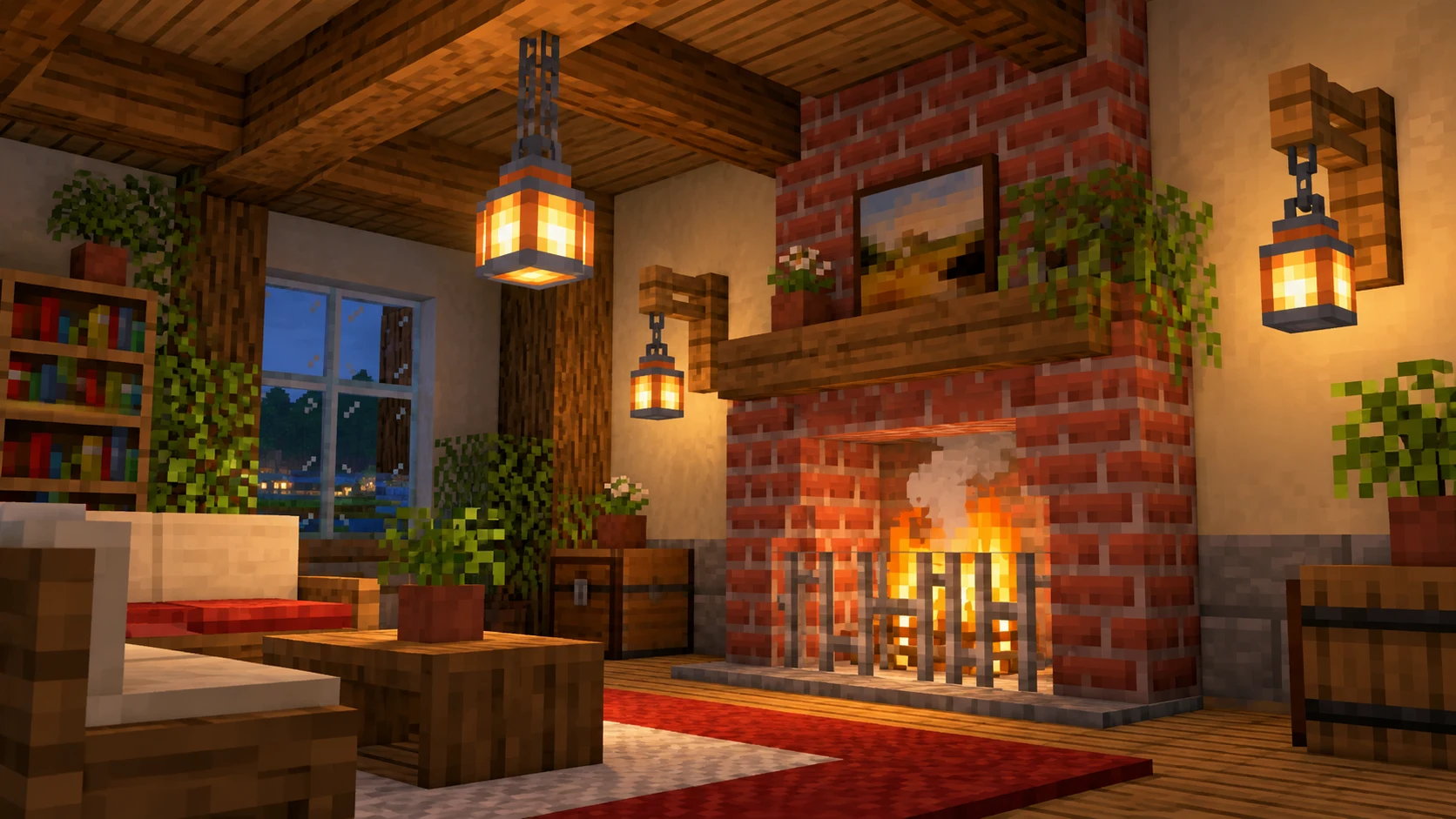 Люстры, бра и камины в Minecraft без модов