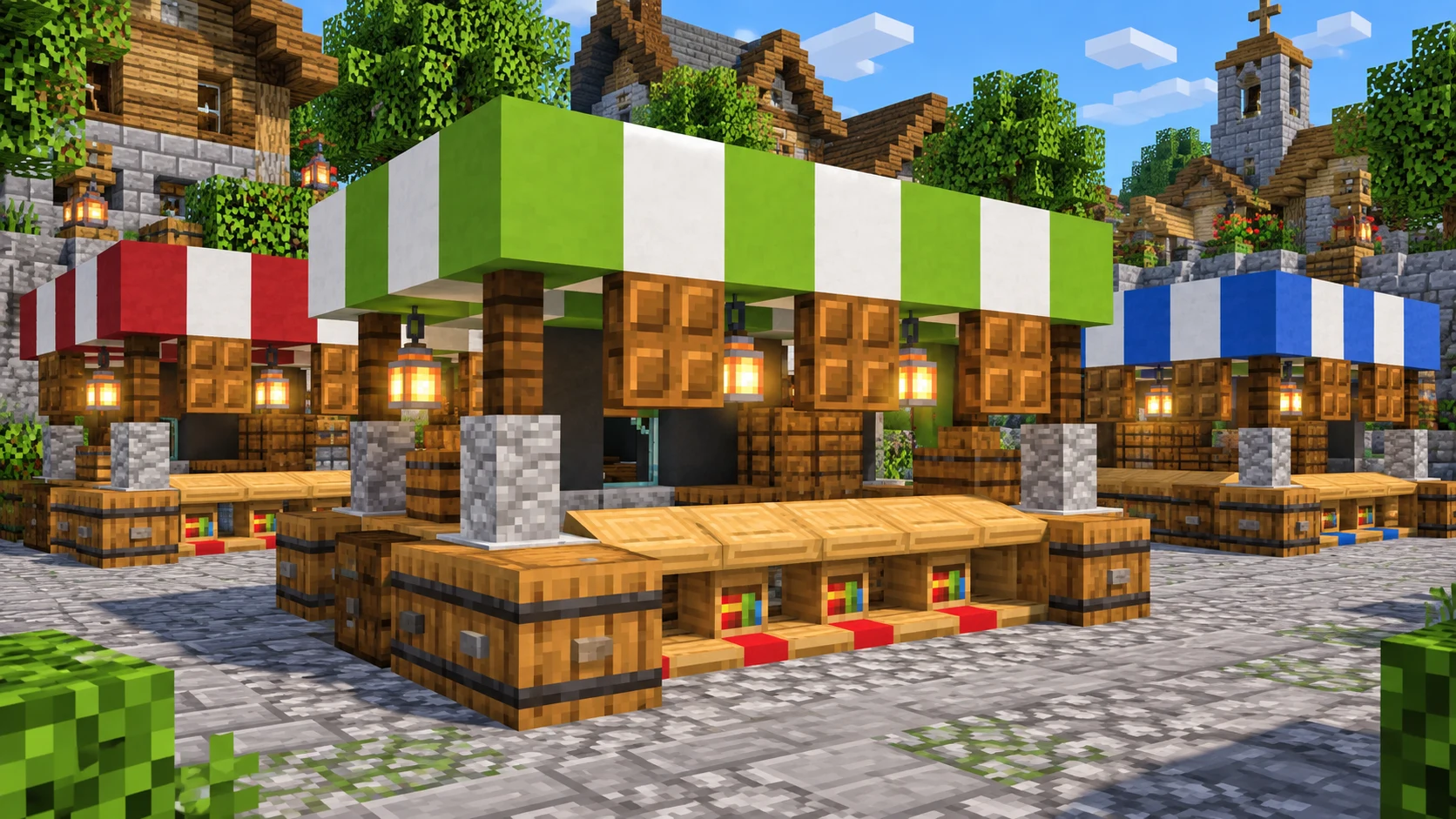 Как построить торговую лавку и небольшой рынок в Minecraft