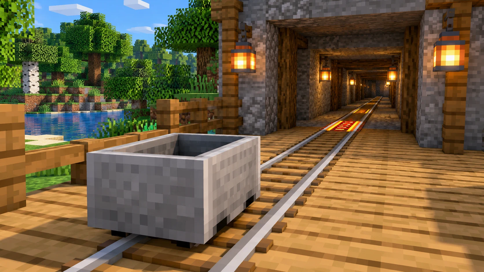 Рельсы и вагонетки в Minecraft: разгон, датчики и управление маршрутом
