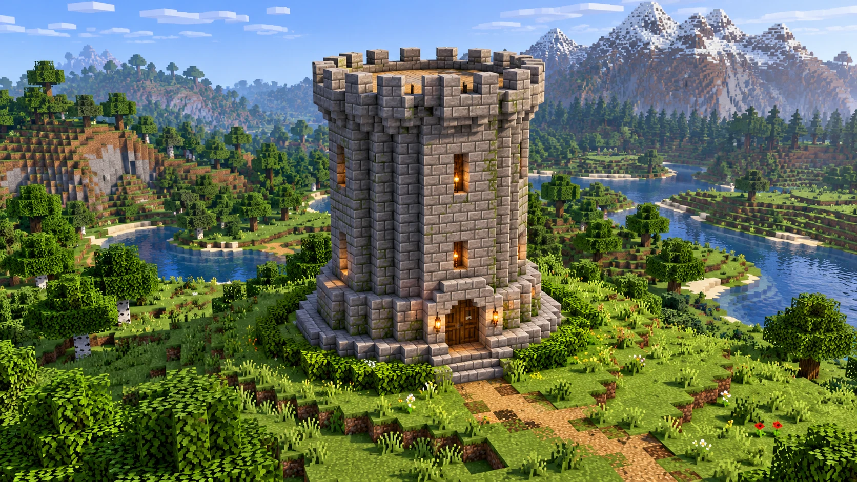 Как построить круг и круглую башню в Minecraft