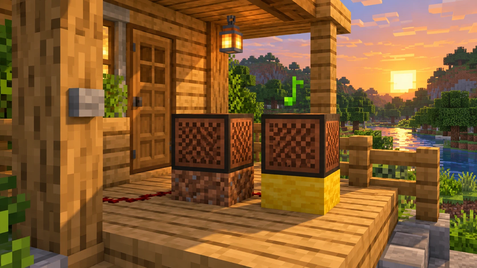 Как сделать звуковой сигнал из нотных блоков в Minecraft