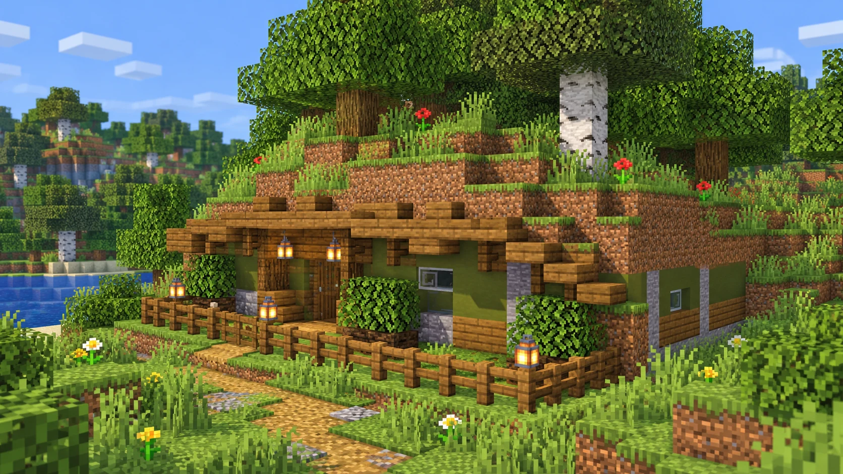 Как построить уютный дом в холме в Minecraft