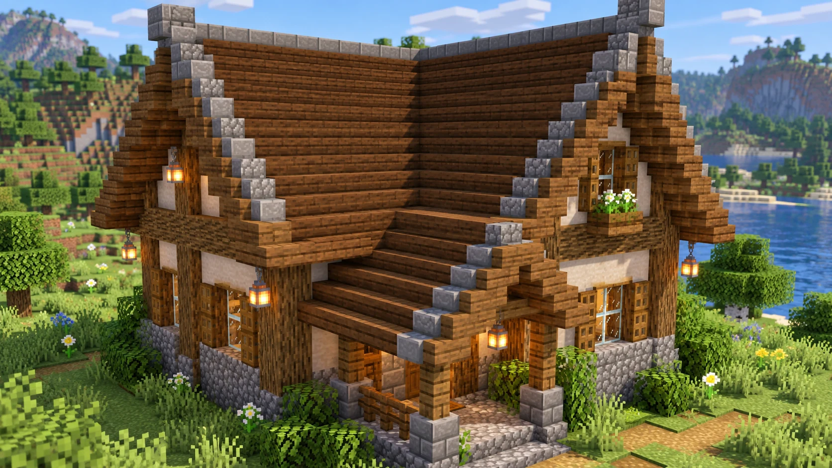 Как построить красивую крышу в Minecraft: скаты, свесы и соединения