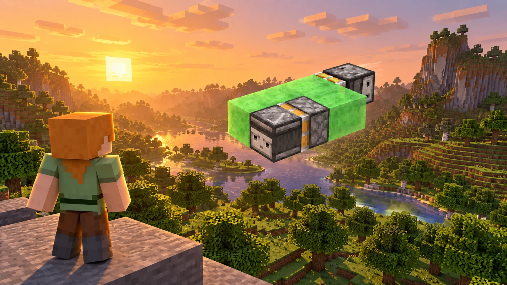 Летательная машина Minecraft Bedrock: восемь блоков и один маршрут