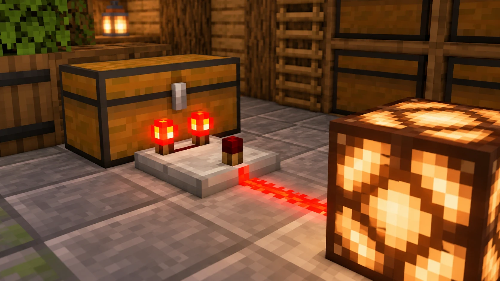 Как измерить заполнение сундука компаратором в Minecraft