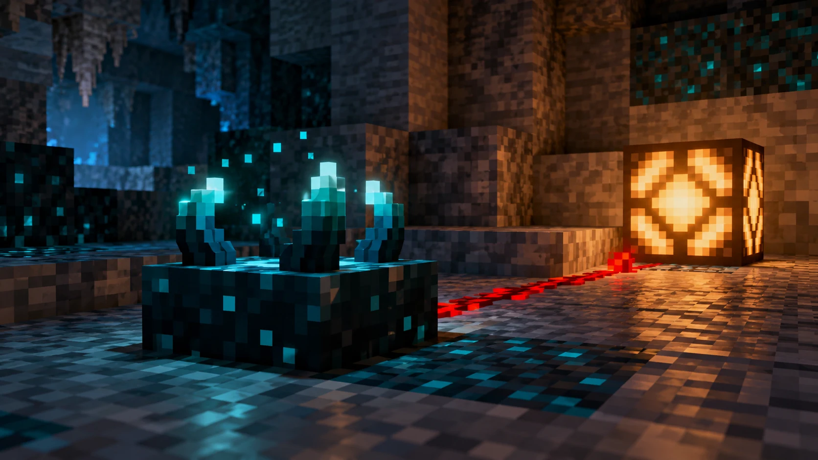 Скалк-сенсор в Minecraft: как включать механизм вибрациями