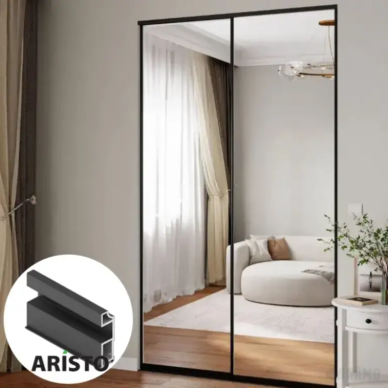 Дверь-купе ARISTO SLIM LINE, зеркало, профиль черный матовый