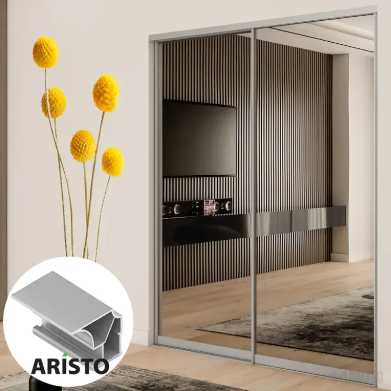 Дверь-купе ARISTO FLAT, зеркало, профиль хром матовый