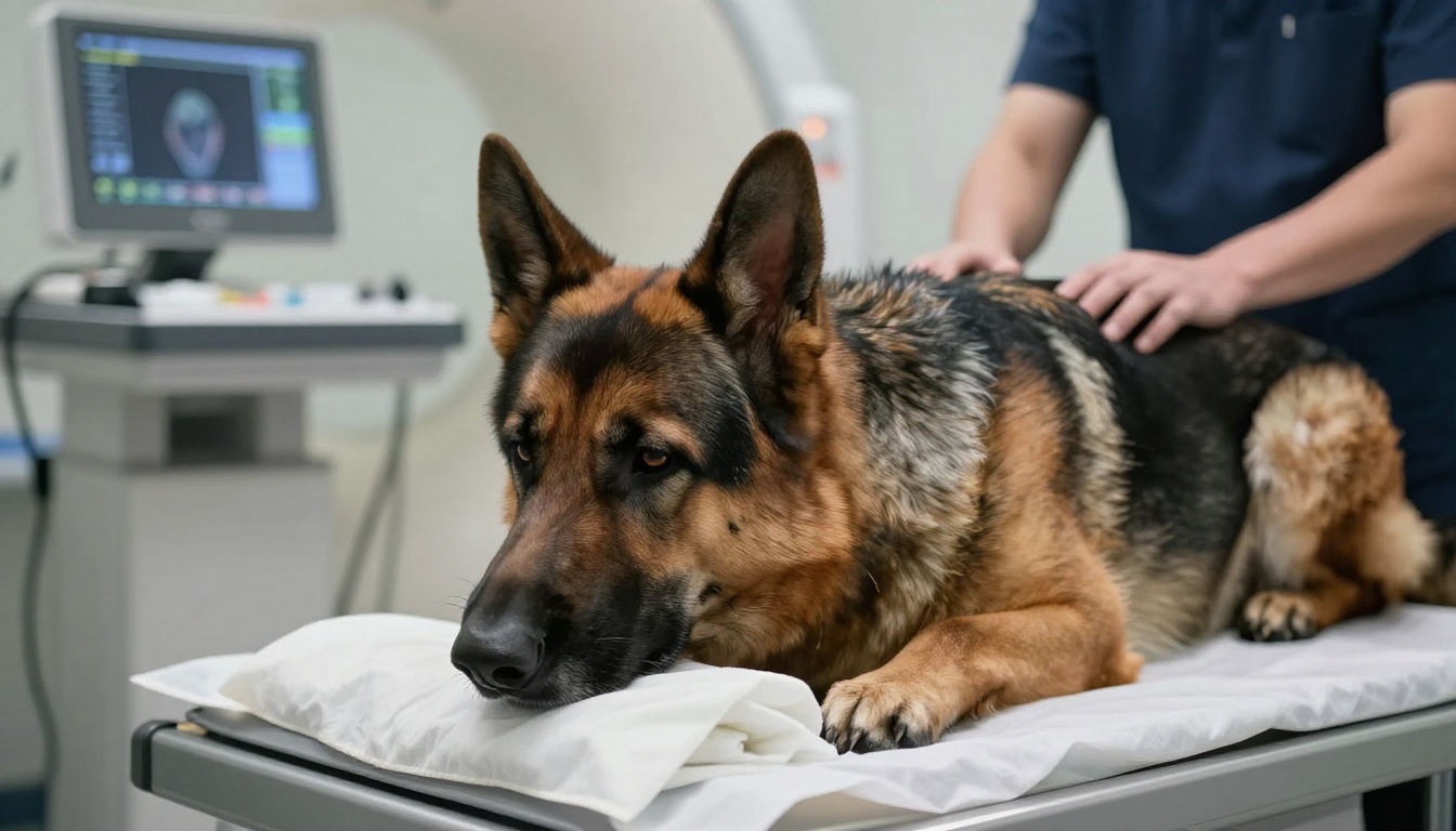 МРТ-признаки желудочкового эмпиемы, вызванной Escherichia coli у собаки