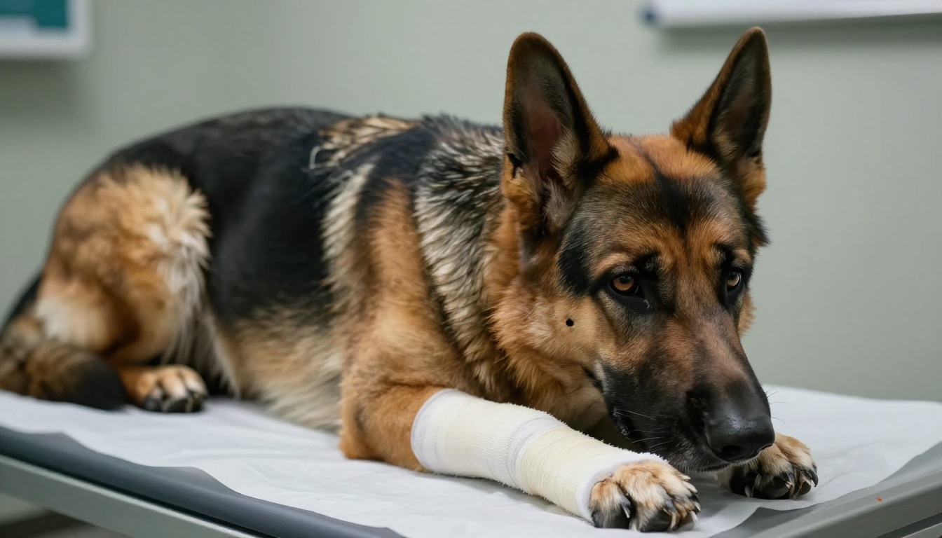 Лечение инфицированного замедленного сращения кости у собаки с применением антибиотических гранул и BMP-2