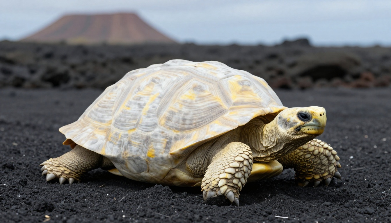 Rare Albino Galapagos Giant Tortoise Makes Public Debut